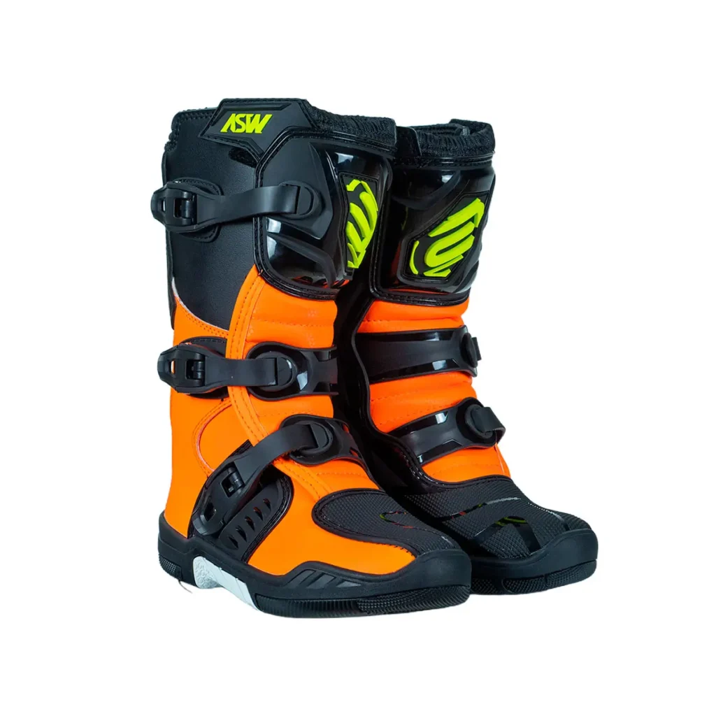Bota ASW Image Kids Laranja/Preto/Amarelo Flúor – par