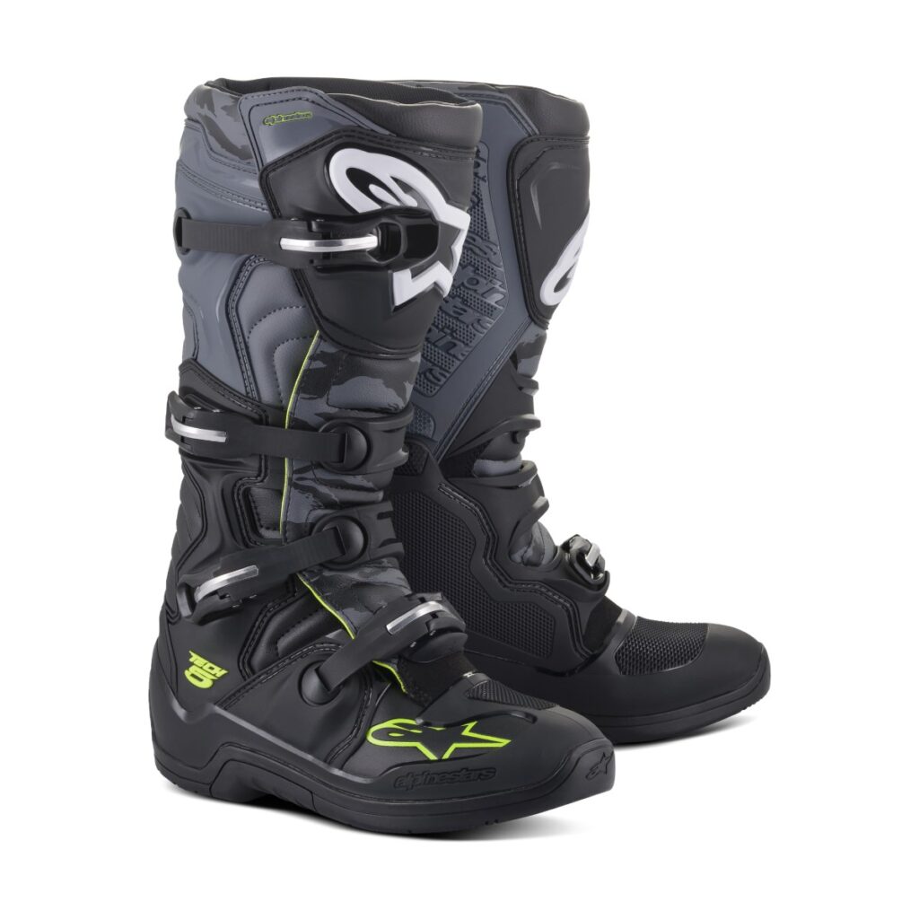 Bota Alpinestars Tech 5 Preto/Cinza/Verde Flúor – par
