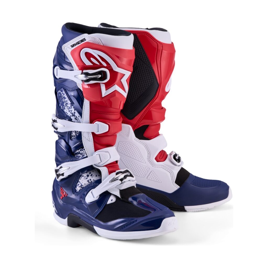 Bota Alpinestars Tech 7 Edição Limitada Unity Vermelho/Branco/Azul – par