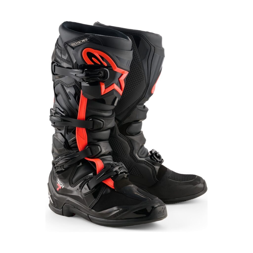 Bota Alpinestars Tech 7 Preto/Vermelho Flúor – par