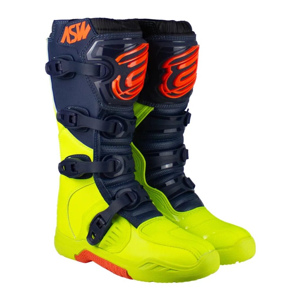 Bota ASW Image Enduro Amarelo Flúor/Azul-Marinho/Laranja – par