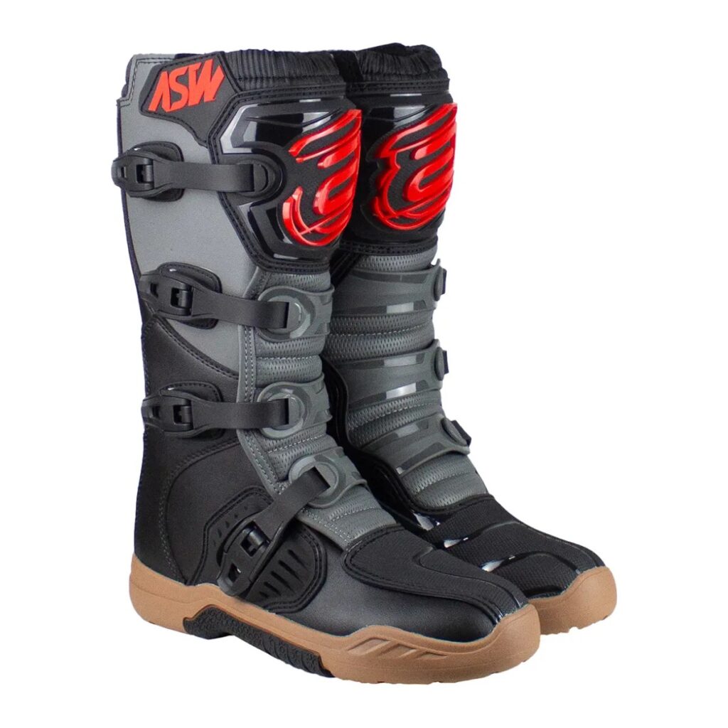 Bota ASW Image Enduro Cinza/Preto/Vermelho – par